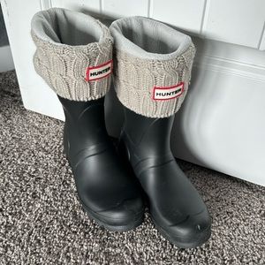 Hunter boots with socks, women’s size 7
